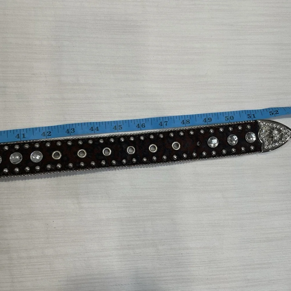 Blazin Roxx Women's Leather Western Belt Studded Rhinestone Animal Print 52